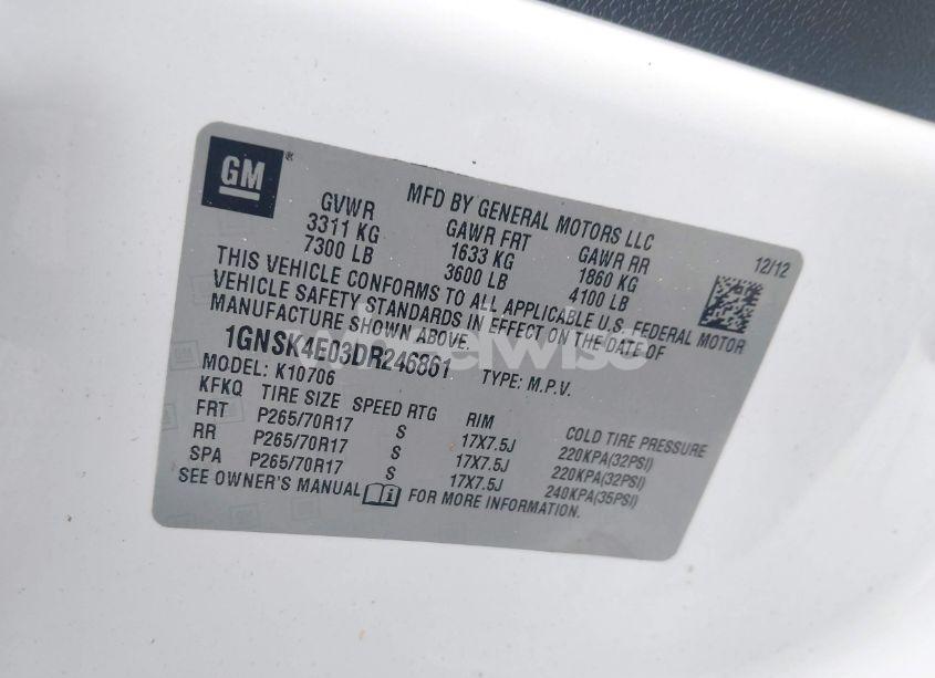 Photo 9 of 2013 Chevrolet Tahoe COMMERCIAL FLEET (VIN 1GNSK4E03DR246861)