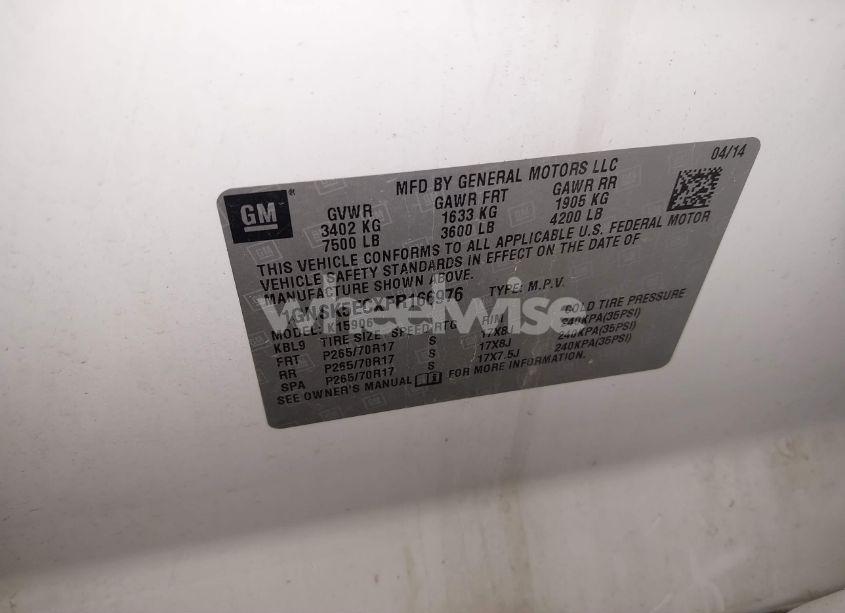 Photo 9 of 2015 Chevrolet Suburban 1500 COMMERCIAL FLEET (VIN 1GNSK5ECXFR166976)