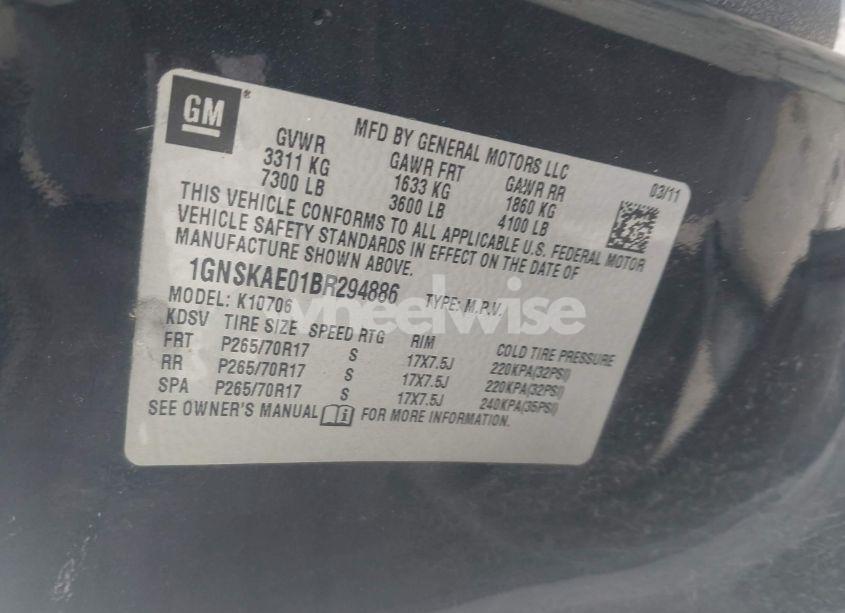 Photo 9 of 2011 Chevrolet Tahoe LS (VIN 1GNSKAE01BR294886)