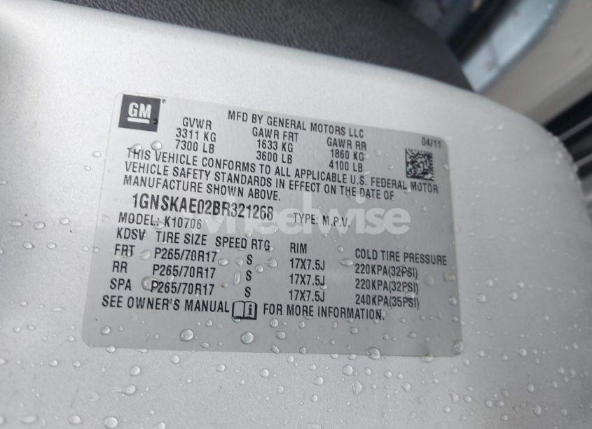 Photo 9 of 2011 Chevrolet Tahoe LS (VIN 1GNSKAE02BR321268)