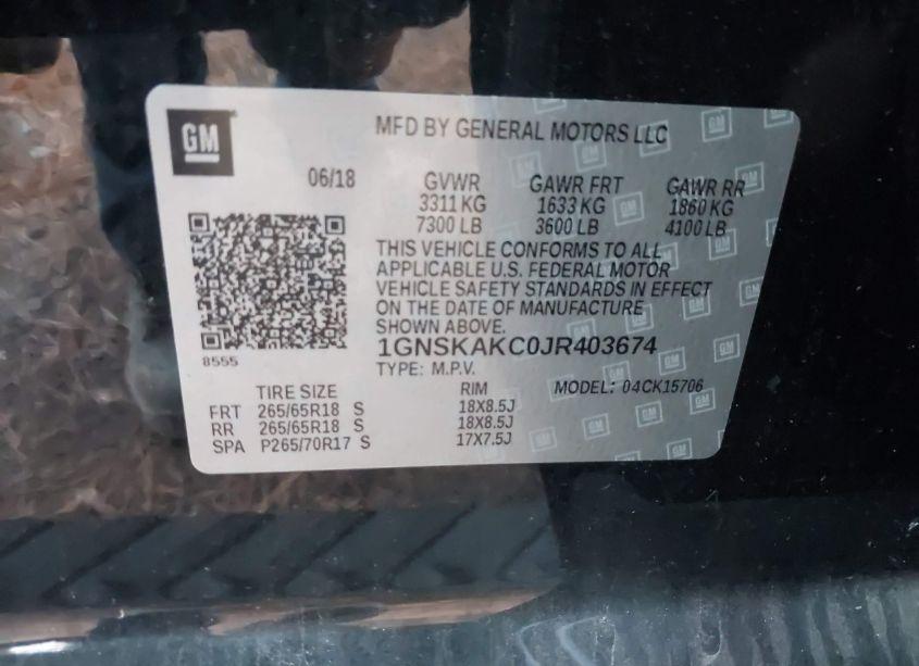 Photo 9 of 2018 Chevrolet Tahoe LS (VIN 1GNSKAKC0JR403674)