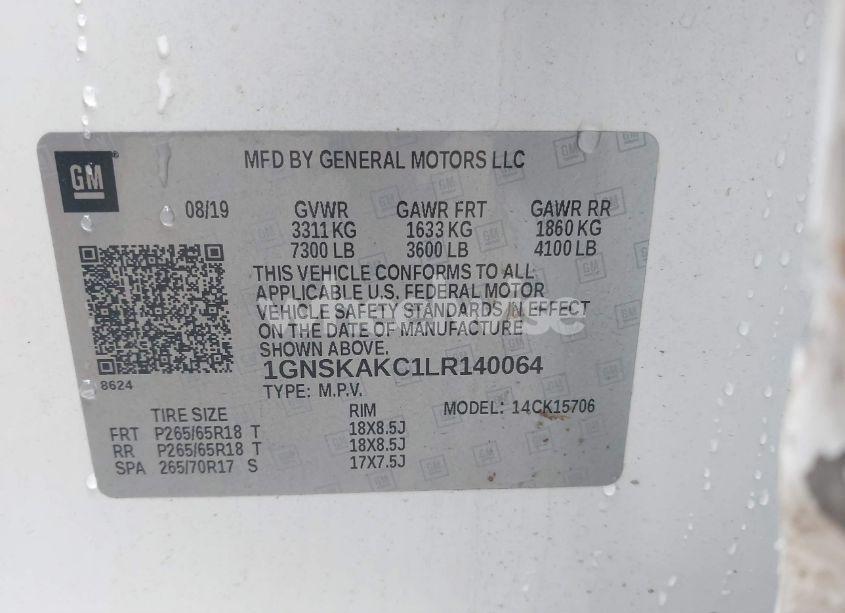 Photo 9 of 2020 Chevrolet Tahoe 4WD LS (VIN 1GNSKAKC1LR140064)