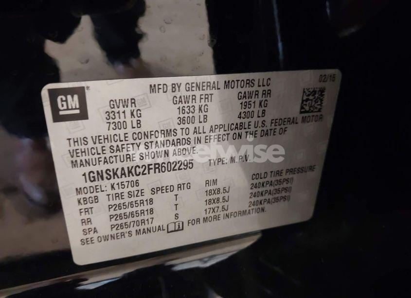 Photo 9 of 2015 Chevrolet Tahoe LS (VIN 1GNSKAKC2FR602295)