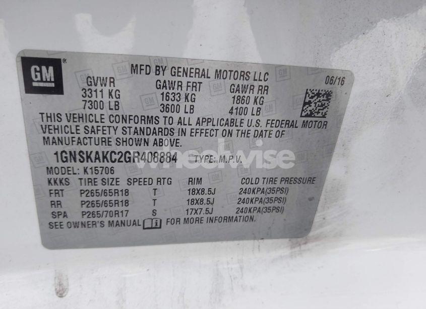 Photo 9 of 2016 Chevrolet Tahoe LS (VIN 1GNSKAKC2GR408884)