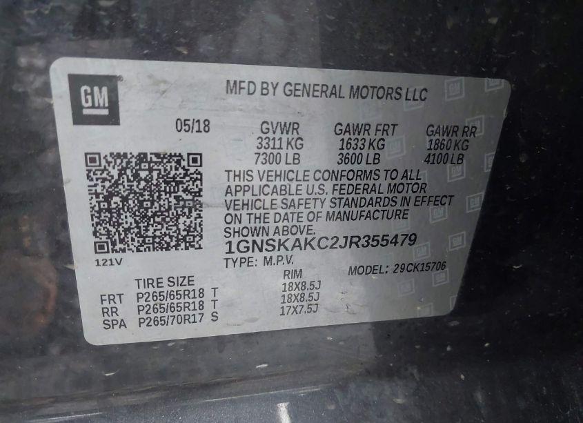 Photo 9 of 2018 Chevrolet Tahoe LS (VIN 1GNSKAKC2JR355479)