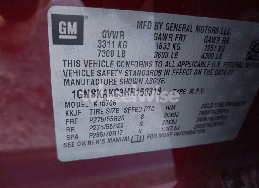 Photo 9 of 2017 Chevrolet Tahoe LS (VIN 1GNSKAKC3HR150313)