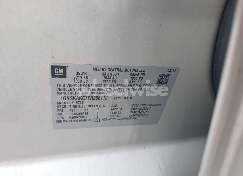 Photo 9 of 2015 Chevrolet Tahoe LS (VIN 1GNSKAKC7FR258110)