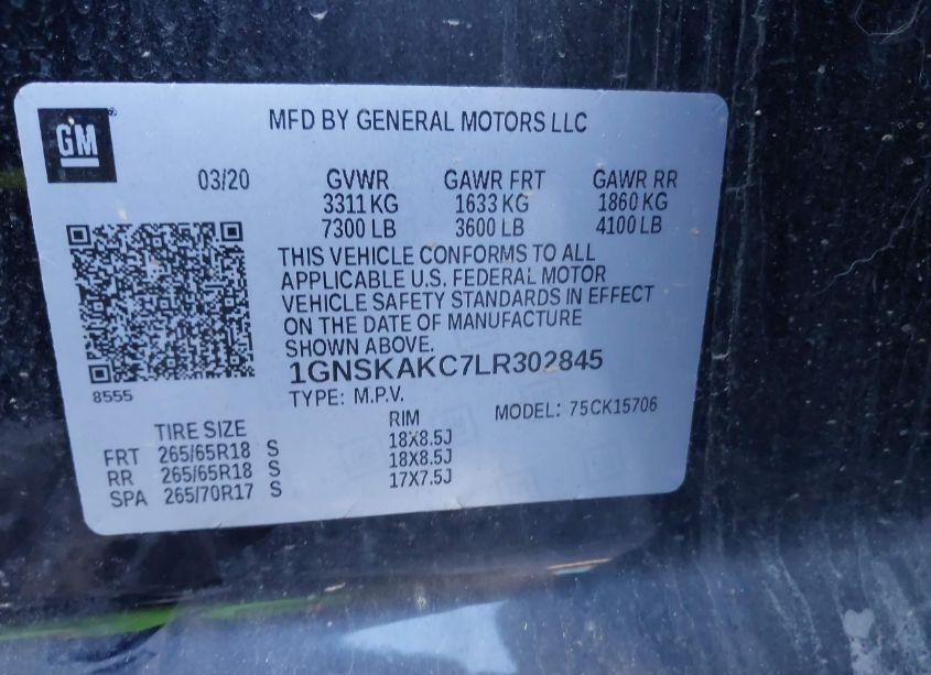 Photo 9 of 2020 Chevrolet Tahoe 4WD LS (VIN 1GNSKAKC7LR302845)