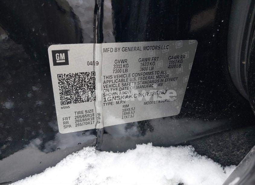 Photo 9 of 2019 Chevrolet Tahoe LS (VIN 1GNSKAKC9KR336283)