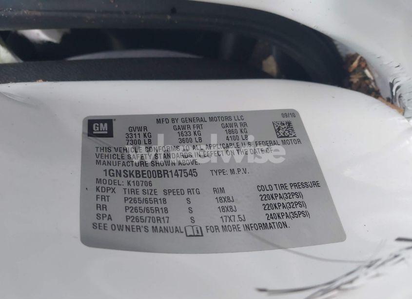 Photo 9 of 2011 Chevrolet Tahoe LT (VIN 1GNSKBE00BR147545)