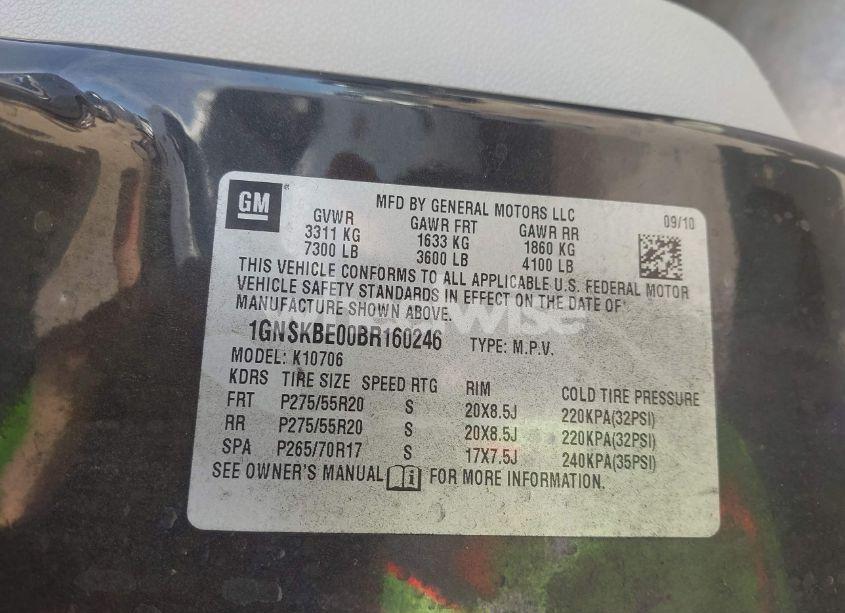 Photo 9 of 2011 Chevrolet Tahoe LT (VIN 1GNSKBE00BR160246)