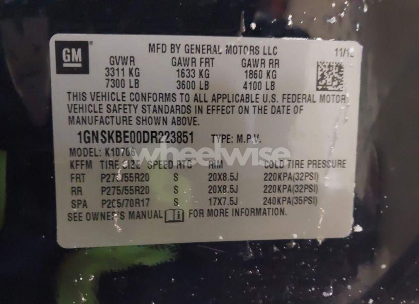 Photo 9 of 2013 Chevrolet Tahoe LT (VIN 1GNSKBE00DR223851)