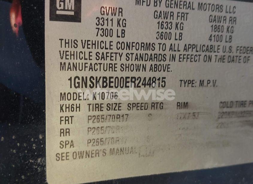 Photo 9 of 2014 Chevrolet Tahoe LT (VIN 1GNSKBE00ER244815)