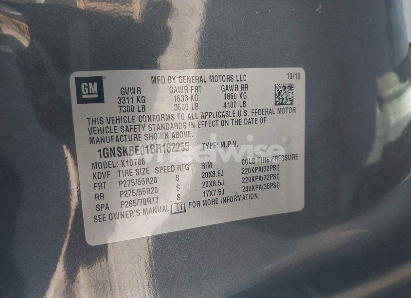 Photo 9 of 2011 Chevrolet Tahoe LT (VIN 1GNSKBE01BR182255)