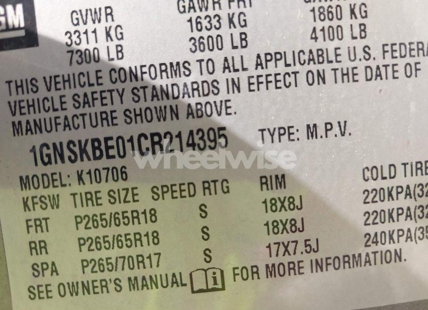 Photo 9 of 2012 Chevrolet Tahoe LT (VIN 1GNSKBE01CR214395)