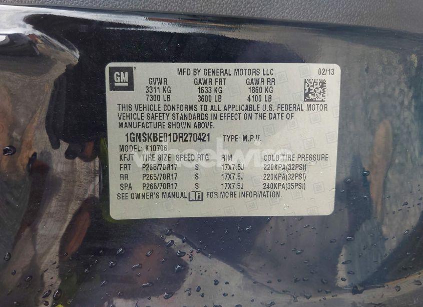 Photo 9 of 2013 Chevrolet Tahoe LT (VIN 1GNSKBE01DR270421)