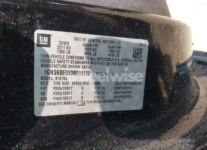 Photo 9 of 2013 Chevrolet Tahoe LT (VIN 1GNSKBE01DR315132)