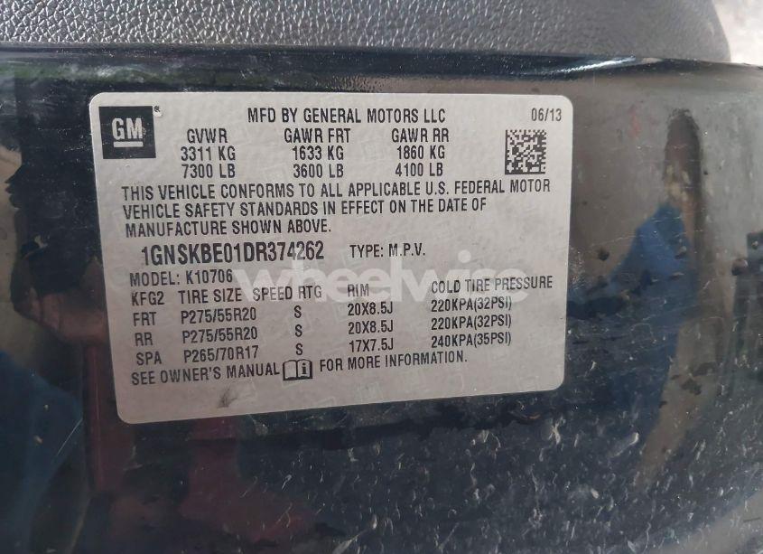 Photo 9 of 2013 Chevrolet Tahoe LT (VIN 1GNSKBE01DR374262)