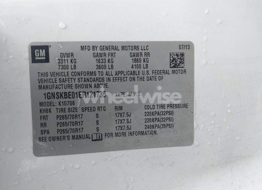 Photo 9 of 2014 Chevrolet Tahoe LT (VIN 1GNSKBE01ER121735)