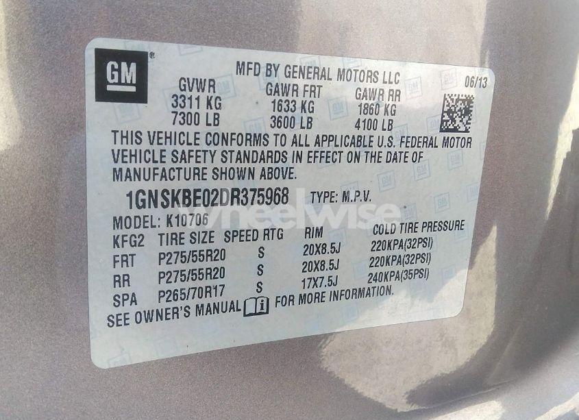 Photo 9 of 2013 Chevrolet Tahoe LT (VIN 1GNSKBE02DR375968)