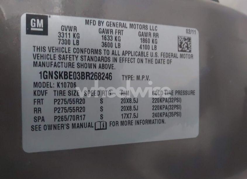 Photo 9 of 2011 Chevrolet Tahoe LT (VIN 1GNSKBE03BR268246)