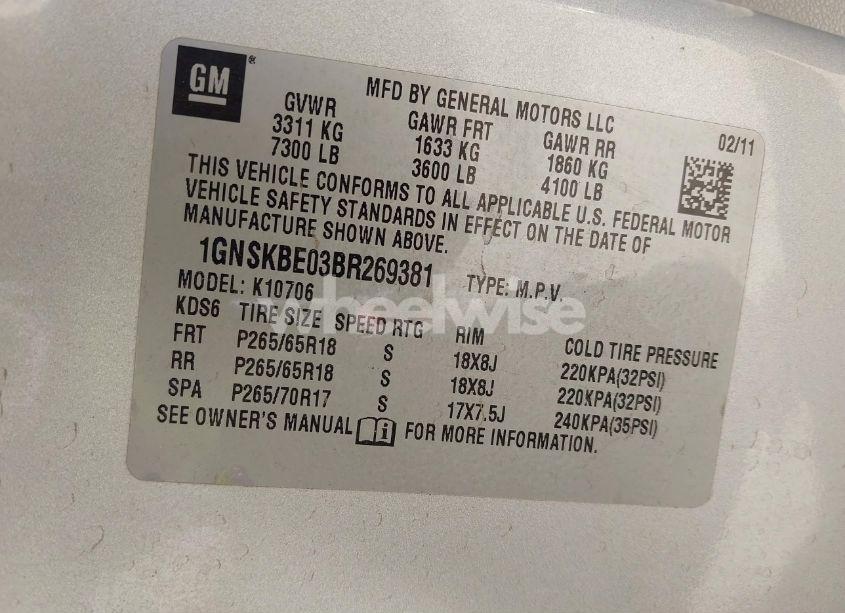 Photo 9 of 2011 Chevrolet Tahoe LT (VIN 1GNSKBE03BR269381)