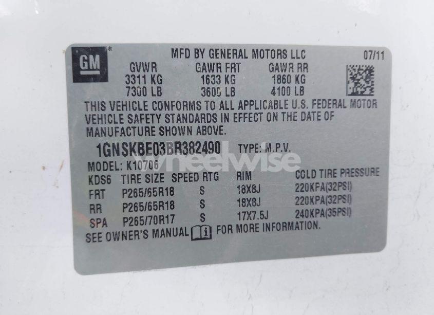 Photo 9 of 2011 Chevrolet Tahoe LT (VIN 1GNSKBE03BR382490)