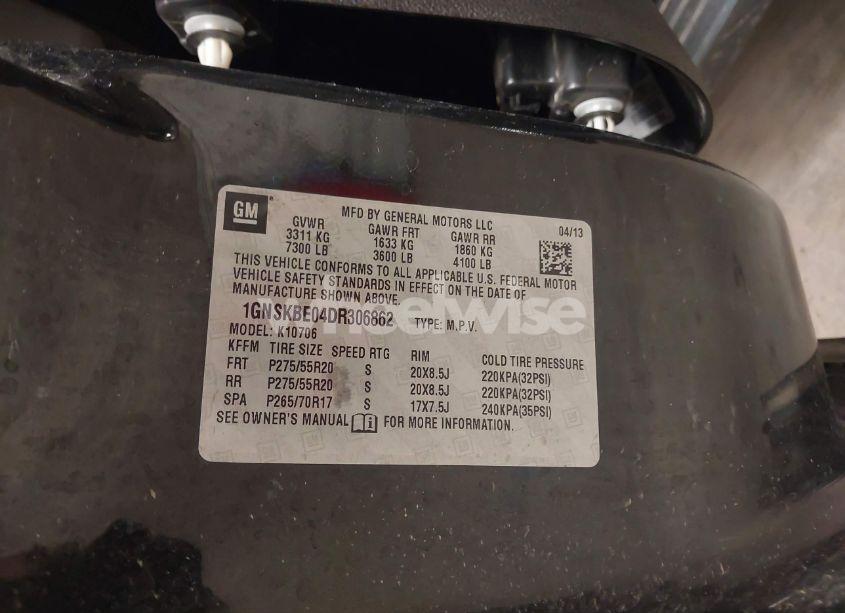 Photo 9 of 2013 Chevrolet Tahoe LT (VIN 1GNSKBE04DR306862)