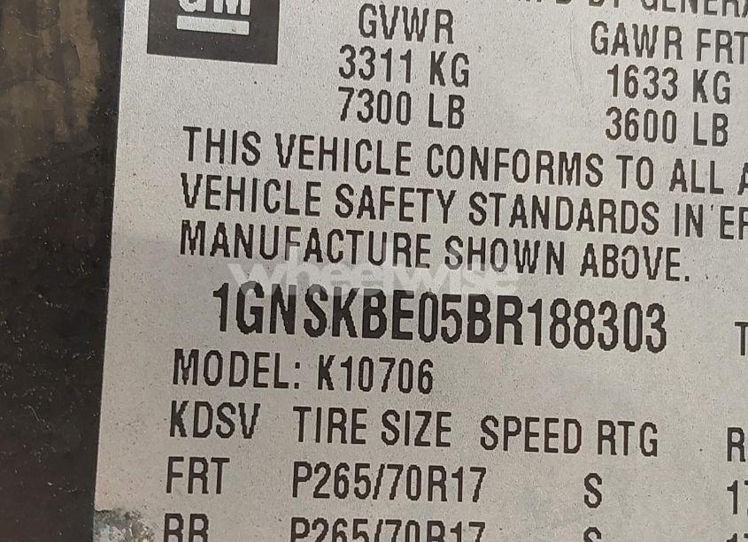 Photo 9 of 2011 Chevrolet Tahoe LT (VIN 1GNSKBE05BR188303)