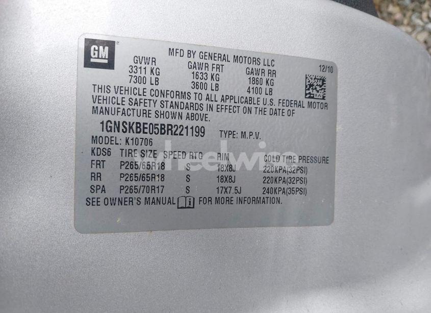 Photo 9 of 2011 Chevrolet Tahoe LT (VIN 1GNSKBE05BR221199)