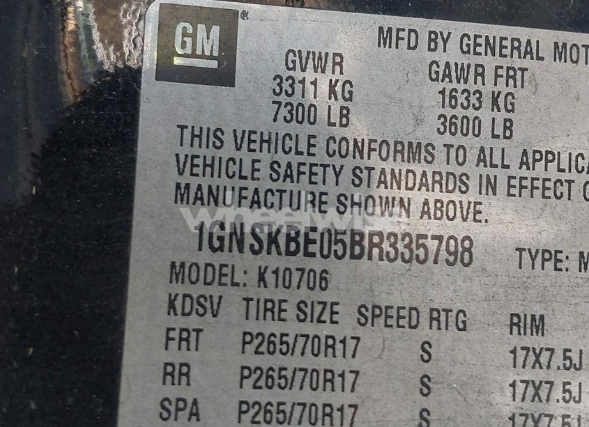 Photo 9 of 2011 Chevrolet Tahoe LT (VIN 1GNSKBE05BR335798)