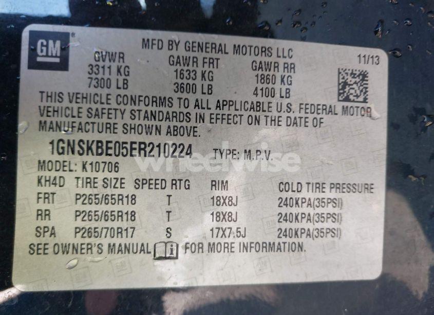 Photo 9 of 2014 Chevrolet Tahoe LT (VIN 1GNSKBE05ER210224)