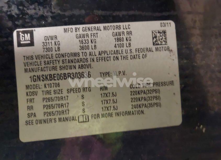 Photo 9 of 2011 Chevrolet Tahoe LT (VIN 1GNSKBE06BR303636)