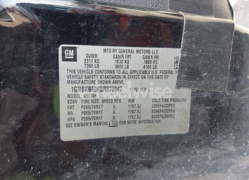 Photo 9 of 2011 Chevrolet Tahoe LT (VIN 1GNSKBE06BR370947)