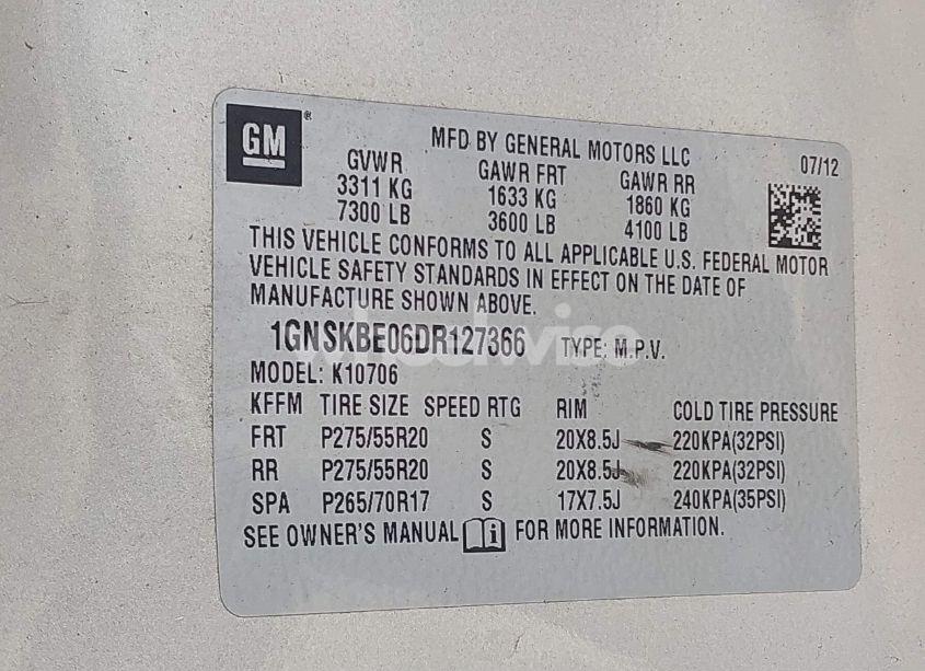 Photo 9 of 2013 Chevrolet Tahoe LT (VIN 1GNSKBE06DR127366)