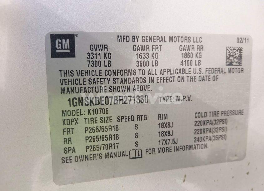 Photo 9 of 2011 Chevrolet Tahoe LT (VIN 1GNSKBE07BR271330)