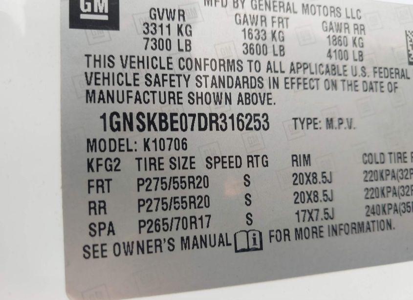 Photo 9 of 2013 Chevrolet Tahoe LT (VIN 1GNSKBE07DR316253)