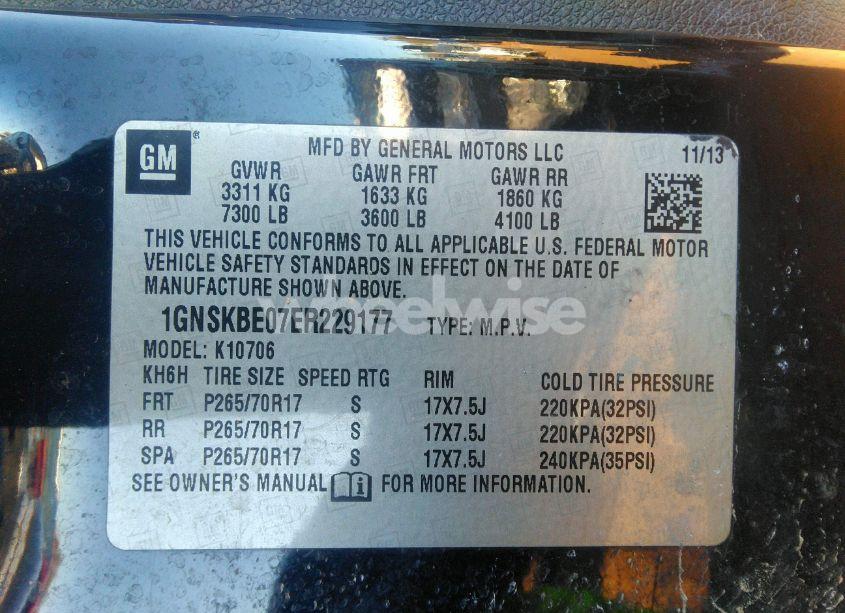 Photo 9 of 2014 Chevrolet Tahoe LT (VIN 1GNSKBE07ER229177)