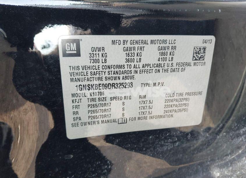 Photo 9 of 2013 Chevrolet Tahoe LT (VIN 1GNSKBE09DR325293)