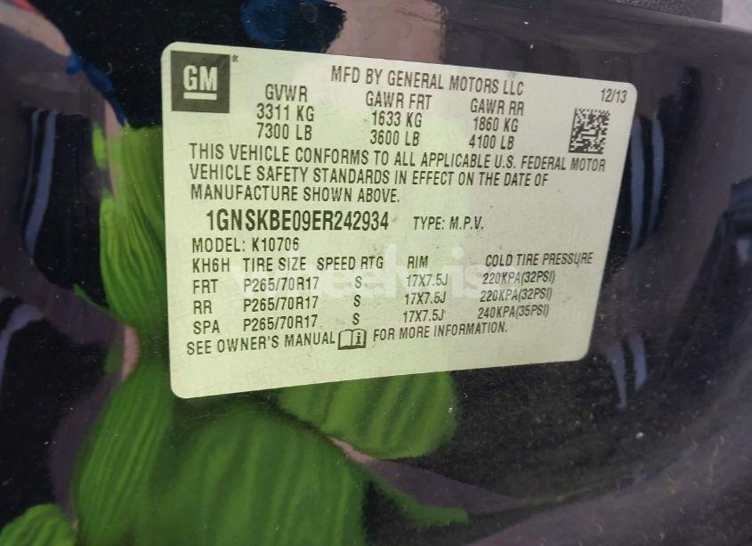 Photo 9 of 2014 Chevrolet Tahoe LT (VIN 1GNSKBE09ER242934)