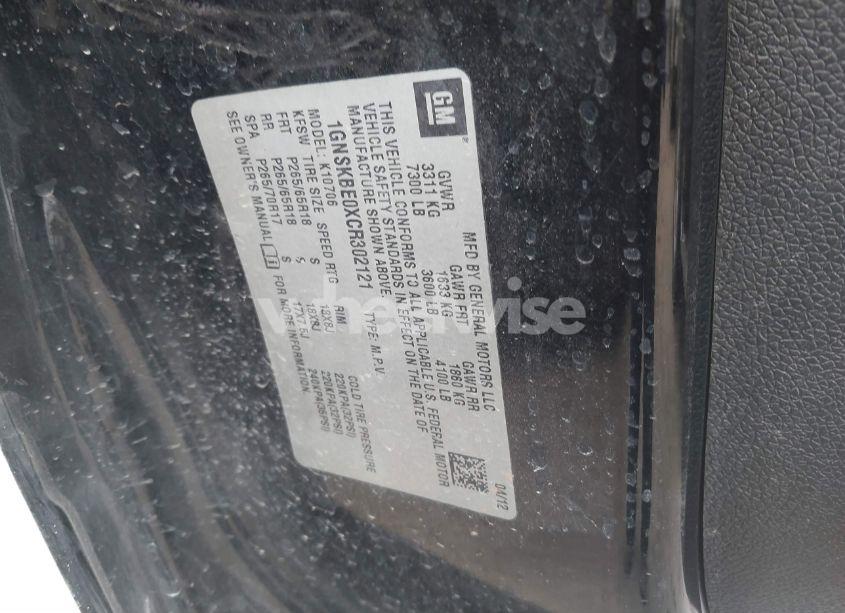 Photo 9 of 2012 Chevrolet Tahoe LT (VIN 1GNSKBE0XCR302121)