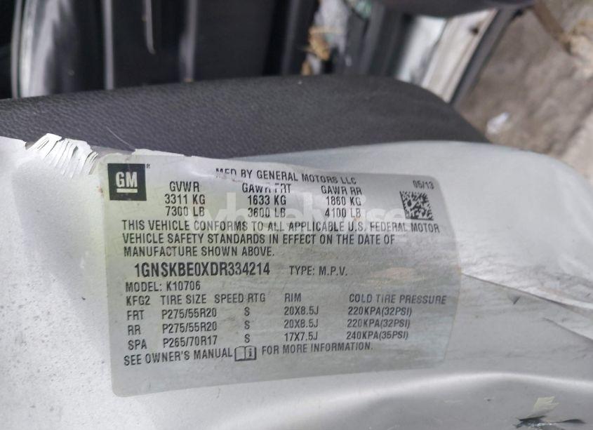 Photo 9 of 2013 Chevrolet Tahoe LT (VIN 1GNSKBE0XDR334214)