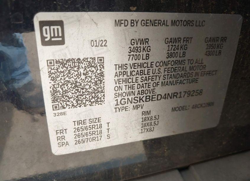 Photo 9 of 2022 Chevrolet Suburban 4WD LS (VIN 1GNSKBED4NR179258)