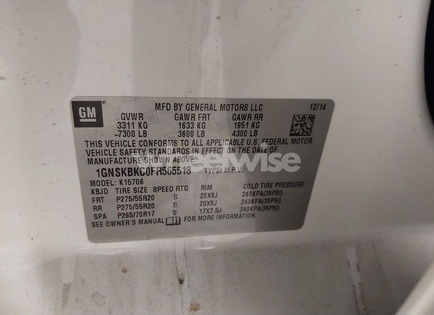 Photo 9 of 2015 Chevrolet Tahoe LT (VIN 1GNSKBKC0FR565513)