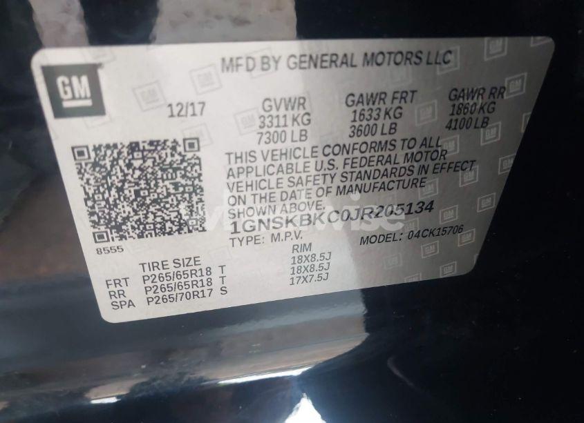 Photo 9 of 2018 Chevrolet Tahoe LT (VIN 1GNSKBKC0JR205134)