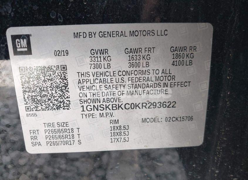 Photo 9 of 2019 Chevrolet Tahoe LT (VIN 1GNSKBKC0KR293622)