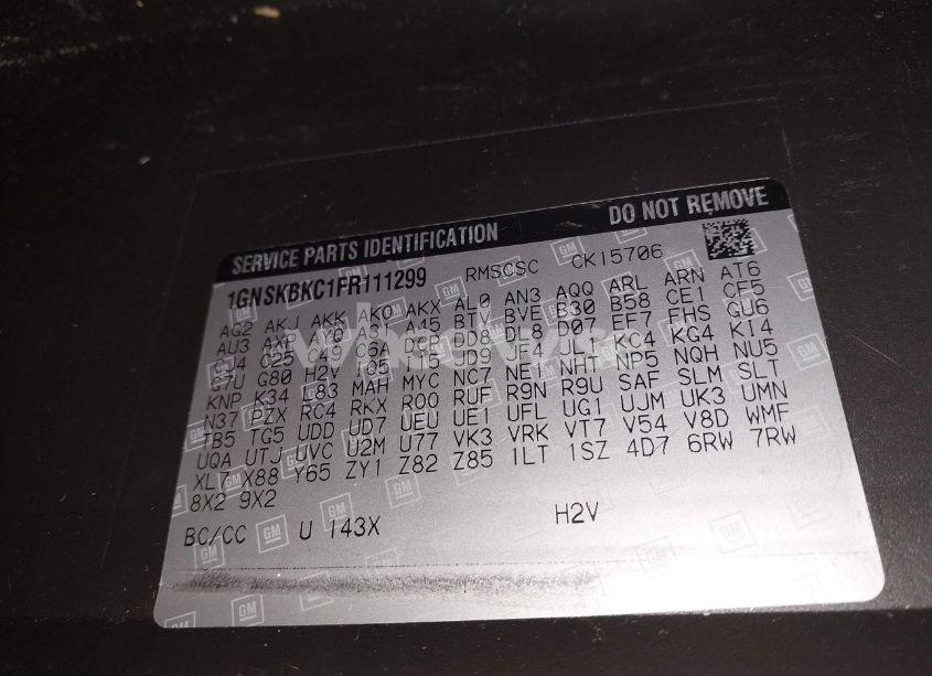 Photo 9 of 2015 Chevrolet Tahoe LT (VIN 1GNSKBKC1FR111299)