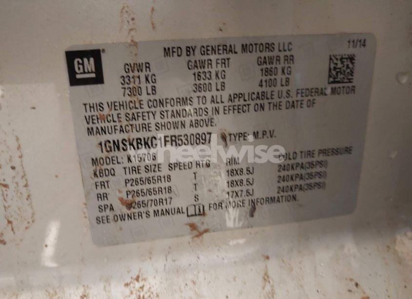 Photo 9 of 2015 Chevrolet Tahoe LT (VIN 1GNSKBKC1FR530897)