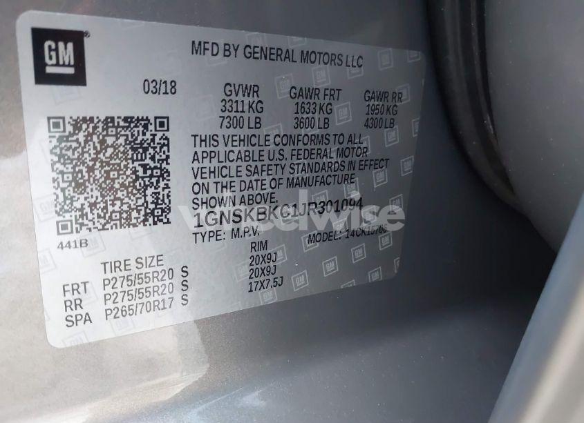 Photo 9 of 2018 Chevrolet Tahoe LT (VIN 1GNSKBKC1JR301094)