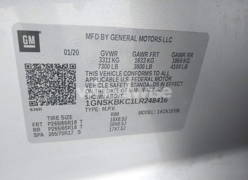 Photo 9 of 2020 Chevrolet Tahoe 4WD LT (VIN 1GNSKBKC1LR248416)